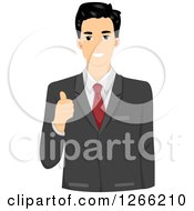 Poster, Art Print Of Young Asian Businessman Holding A Thumb Up