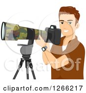 Young Brunette White Wildlife Photographer Man With A Camera