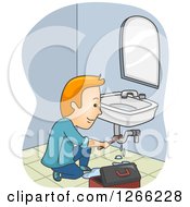 Red Haired Male Plumber Fixing A Sink