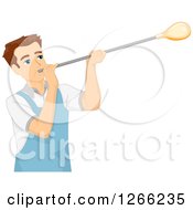 Clipart Of A Brunette Caucasian Man Blowing Glass Royalty Free Vector Illustration