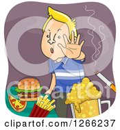Poster, Art Print Of Blond White Man Refusing Junk Food Or Unhealthy Vices
