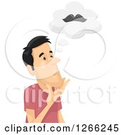 Poster, Art Print Of Asian Man Thinking About Growing A Mustache