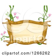 Poster, Art Print Of Wooden Sign Suspended From Floral Vines