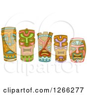 Clipart Of Tiki Masks Royalty Free Vector Illustration