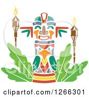 Clipart Of A Hawaiian Tiki With Torches Royalty Free Vector Illustration by BNP Design Studio