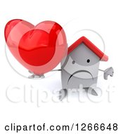 Clipart Of A 3d Unhappy White House Character Holding A Heart And Thumb Down Royalty Free Illustration