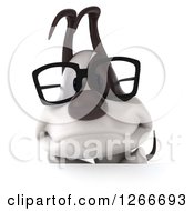 Clipart Of A 3d Bespectacled Jack Russell Terrier Dog Over A Sign Royalty Free Illustration