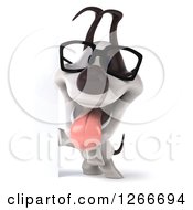 Clipart Of A 3d Bespectacled Jack Russell Terrier Dog By A Sign Royalty Free Illustration