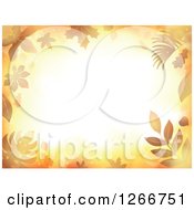 Poster, Art Print Of Background Of Orange Flares And Autumn Leaves Around Text Space