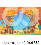 Poster, Art Print Of Backdrop Of Autumn Trees And Houses