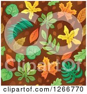 Poster, Art Print Of Seamless Autumn Leaves On Brown Background Pattern