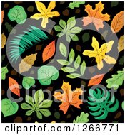 Poster, Art Print Of Seamless Autumn Leaves On Black Background Pattern