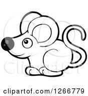 Clipart Of A Cute Grayscale Mouse Royalty Free Vector Illustration