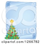 Poster, Art Print Of Frozen Parchment Paper Scroll With A Christmas Tree