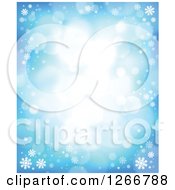 Poster, Art Print Of Winter Background Of Flares And Snowflakes On Blue