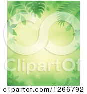Clipart Of A Background Of Green Flares And Leaves Around Text Space Royalty Free Vector Illustration