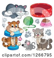Poster, Art Print Of Cats With Toys And Food