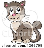 Poster, Art Print Of Brown Happy Cat Sitting