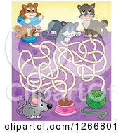 Poster, Art Print Of Cat Maze Leading To Yarn Pet Food And A Mouse