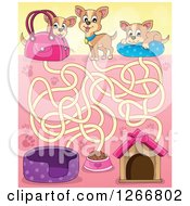 Clipart Of A Chihuahua Dog Maze Leading To A Bed Food Bowl And House Royalty Free Vector Illustration by visekart