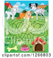 Poster, Art Print Of Dog Maze Leading To A Bone Food Bowl And House