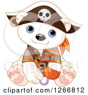 Poster, Art Print Of Cute Baby Polar Bear In A Pirate Halloween Costume