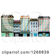 Clipart Of Colorful City Buildings Royalty Free Vector Illustration