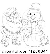 Poster, Art Print Of Black And White Santa Claus Finishing Up A Christmas Snowman