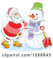 Poster, Art Print Of Santa Finishing Up A Christmas Snowman