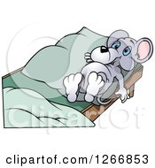 Poster, Art Print Of Gray Mouse Laying In Bed