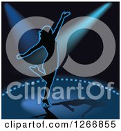Clipart Of A Silhouetted Woman Dancing In Blue Lighting Royalty Free Vector Illustration