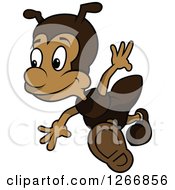 Clipart Of A Happy Ant Running Royalty Free Vector Illustration
