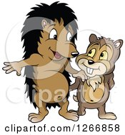 Clipart Of A Hedgehog And Gopher Royalty Free Vector Illustration by dero