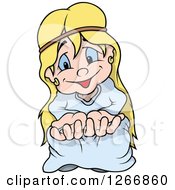 Clipart Of A Blond Female Fairy Holding Out Her Hands Royalty Free Vector Illustration by dero