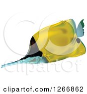 Clipart Of A Yellow Longnose Butterflyfish Royalty Free Vector Illustration