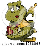 Poster, Art Print Of Female Toad Holding A Book And Pointing