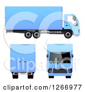 Poster, Art Print Of 3d Blue Big Rig Truck From Different Angles