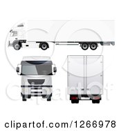 Clipart Of A 3d White Big Rig Truck From Different Angles Royalty Free Vector Illustration by vectorace