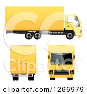 Poster, Art Print Of 3d Yellow Big Rig Truck From Different Angles