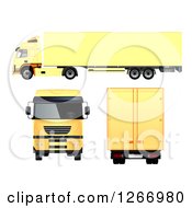 Clipart Of A 3d Yellow Big Rig From Different Angles Royalty Free Vector Illustration