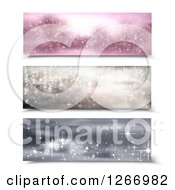 Clipart Of A Trio Of Sparkly Website Banner Headers Royalty Free Vector Illustration