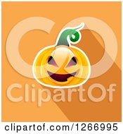 Poster, Art Print Of Halloween Jackolantern Pumpkin And Shadow On Orange