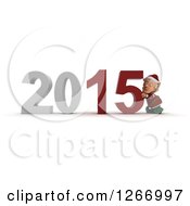 Poster, Art Print Of 3d Christmas Elf Pushing 2015 New Year Together