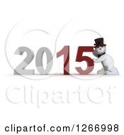 Poster, Art Print Of 3d Snowman Pushing 2015 New Year Together