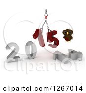 Poster, Art Print Of 3d Owl With A 2014 To New Year 2015 Wrecking Ball