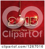 Poster, Art Print Of 3d Red Bauble Suspended Over 2014 Happy New Year Text On Snowflakes