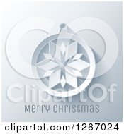 Poster, Art Print Of 3d White Snowflake Bauble Over Merry Christmas Text On Gray