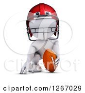 Poster, Art Print Of 3d White Man Crouching With A Football