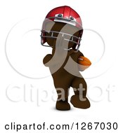 Clipart Of A 3d Brown Man Blocking With A Football Royalty Free Illustration