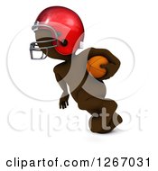 3d Brown Man Running With A Football